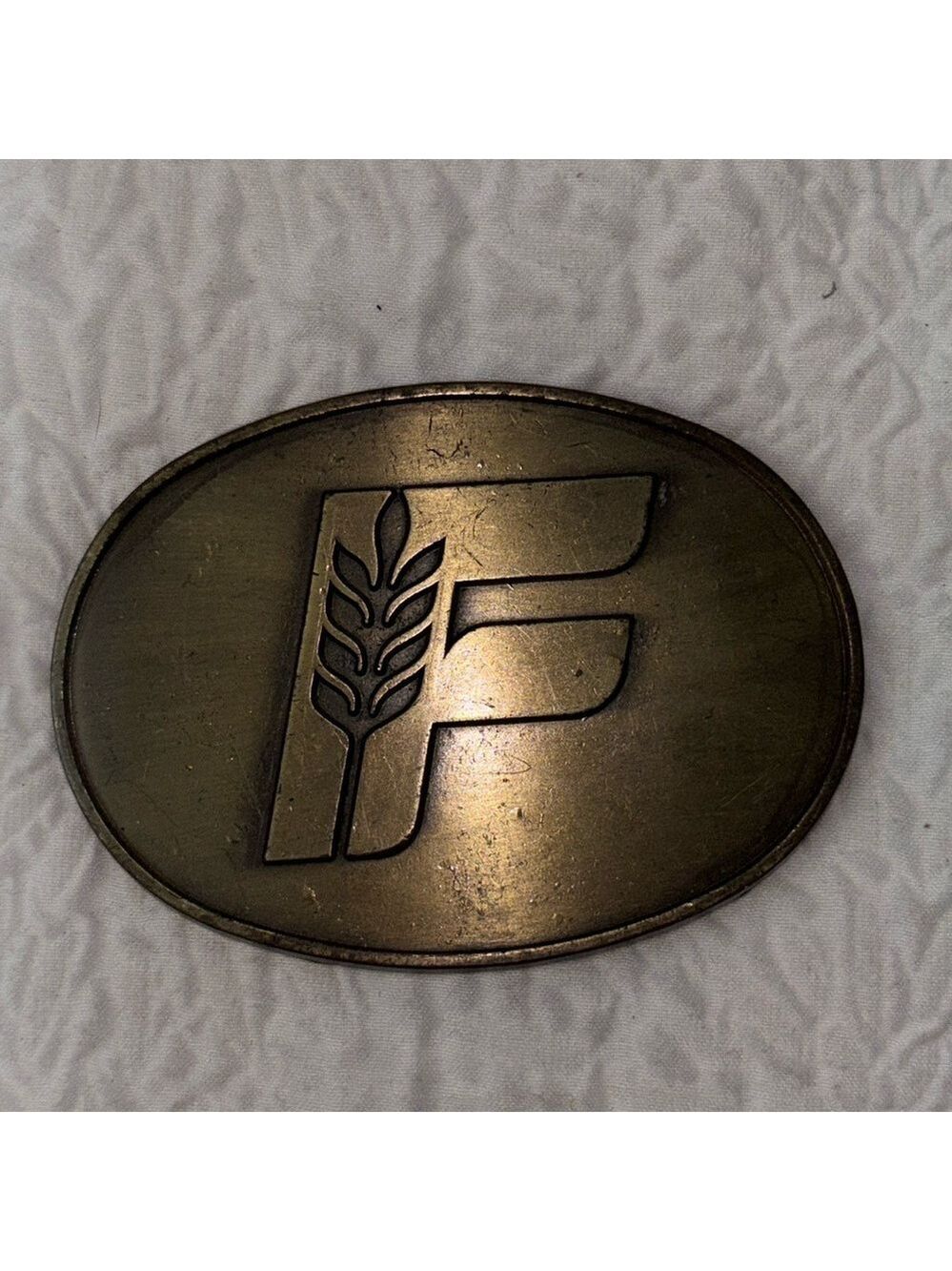 Vintage Brass Wheat Farmers Oval Belt Buckle